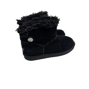 Koolaburra by UGG Victoria Short Black Suede Fur Trim Boots Womens 10 thumbnail 2