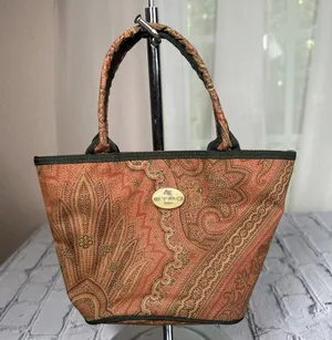 ETRO Paisley Mini Libra Hand Bag Tote Small Nylon Clasp Fabric Pattern Authentic thumbnail 1