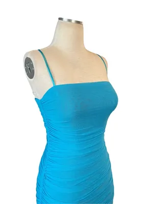 SNDYS Simone Midi Mesh Dress in Blue Xsmall New Womens Bodycon thumbnail 5