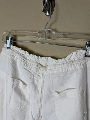 ROXY White Linen Drawstring Wide Leg White Pants Trousers Size Small thumbnail 5