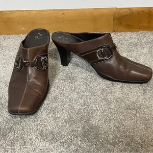 Aerosoles Snapezoid Women's Brown Casual Low block Heel Square‎ Toe Mule size 9M thumbnail 4