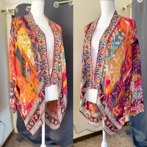 Love Kyla Boho Kimono Cardigan Womens One Size Embroidered Patchwork Viscose thumbnail 5