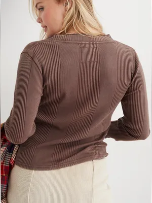 Aerie Road Trip Sleeve Henley Long Sleeve Faded Brown thumbnail 4