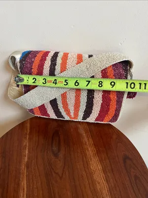 Handcrafted Beaded Multicolor Shoulder Bag - Neutral Strap festival beaded art thumbnail 7