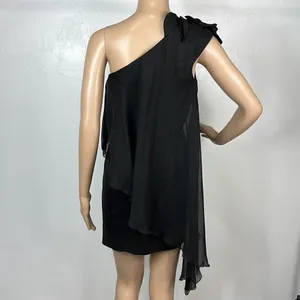 Cache One-Shoulder Black Cocktail Dress with Floral Shoulder Detail thumbnail 6