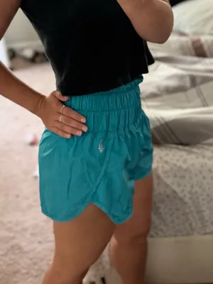 FP Movement by Free People Teal High-Waist Smocked Skort Shorts thumbnail 8