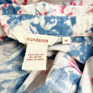 Sundance Top Watercolor Floral Cotton Tunic Pink Blue White Women's Size Medium thumbnail 7
