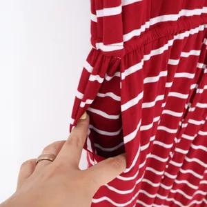 Simier Fariry Red White Striped Short Sleeve Midi Dress Pockets Medium NEW thumbnail 5