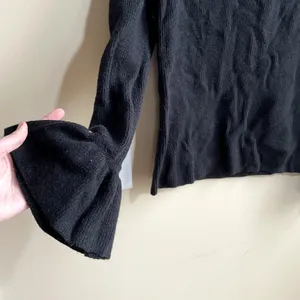 Banana‎ Republic merino wool cashmere blend black knit sweater women's L FLAW thumbnail 2