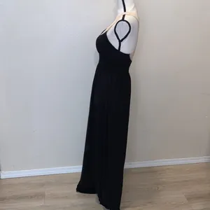My Michelle black maxi sleeveless beige lace straps evening dress thumbnail 5