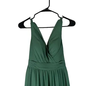 Azazie Kora Dark Green A-Line Pleated Chiffon Bridesmaid Prom Dress Sz A2 thumbnail 3