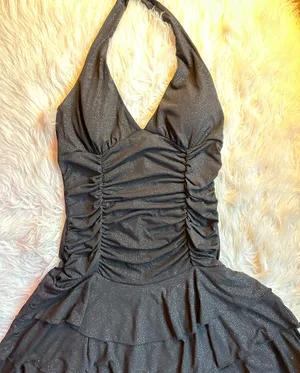 La Belle Vintage Y2K Black Glitter Ruched Halter Tiered Dress Medium Homecoming thumbnail 10
