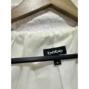 Bebe White Belted Trench Coat Ruffle Cuffs Statement Buttons Size M thumbnail 7