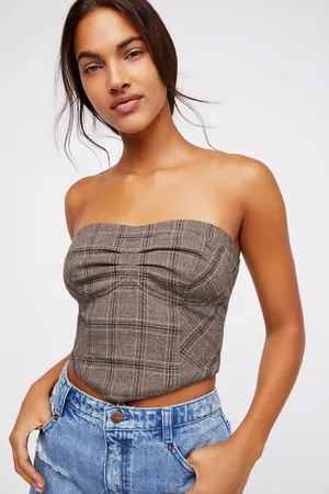 Free People Out West Corset Plaid Crop Top thumbnail 6