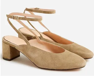 J.Crew Millie Ankle-Strap Heels‎ Women's 11 Moss Green Suede Block Heel Classic thumbnail 1