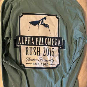 Rush Alpha Phi Omega APO Long Sleeve T shirt Fall 2015 Teal thumbnail 4