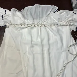 Entro‎ White Off the Shoulder Dress Womens Small Relaxed Blue Trim Flowy thumbnail 13