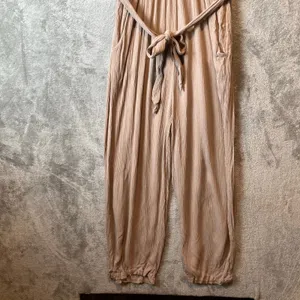 Yak n Yeti Tan Jumpsuit Medium Lagenlook Boho Free Spirit‎ Earthy Zen Natural thumbnail 3