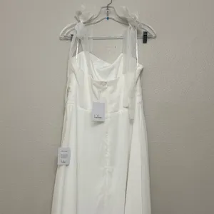 NEW Lulus Radiant Romance White Tie-Strap Maxi Dress Sz Large Wedding Bridal thumbnail 12