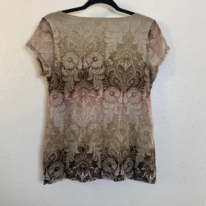 Y2K Brown Top‎ Large Fairycore Forest Fairy Grunge Mesh Paisley Boho Bohemian thumbnail 2