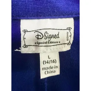 D-Signed Disney Blue & Black Faux Leather Zip Jacket Womens L 14/16 Moto Style thumbnail 4