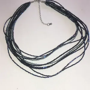 Elegant Rainbow Coated Black Beaded Boho Necklace thumbnail 5