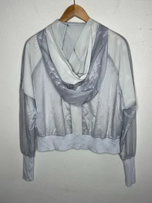 Alo Yoga Dove Grey Aqua Sheer Hooded Full Zip Jacket Size Medium thumbnail 3