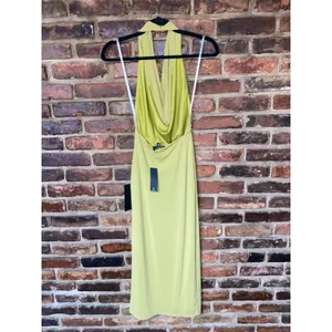 NWT Lulus Venus Chartreuse Mesh Backless Midi Dress Women's Size XS thumbnail 7