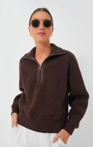 Varley Roselle Half Zip Fleece Pullover Sweater Dark Truffle Size Small thumbnail 1