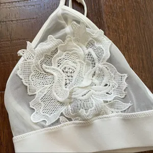 MEGAN slip over pretty floral appliqué bra thumbnail 3