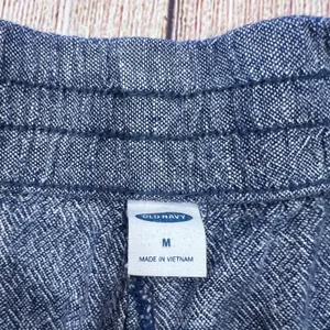 Old Navy Blue Linen Blend Embroidered Herringbone Drawstring Shorts Womens M thumbnail 4