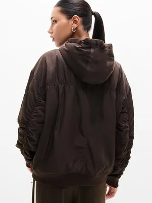 New Athleta S Upfield Bomber Jacket Truffle Brown Small Regular thumbnail 3