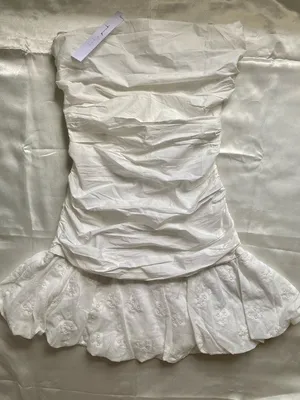White Rouched Flirty Lined Special Occasion Mini Dress - NEW w/Tags thumbnail 2