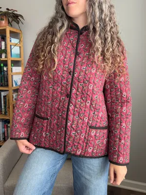 Vintage Pink Paisley Quilted Coat thumbnail 1