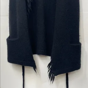 Wilfred Free Black Alpaca Wool Blend Sweater Vest with Fringe size Small thumbnail 4