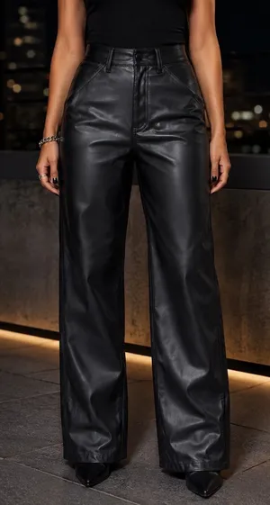 Social Tourist Ultra High Rise Baggy Faux Leather Pants Womens 7R W28 Black thumbnail 1