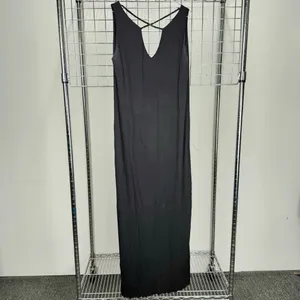 Strappy Beaded Criss Cross Evening Gown Black Dress Size 14 thumbnail 2
