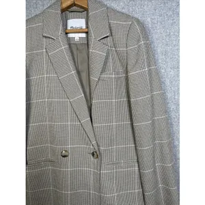 Madewell Womens Small Plaid Double Breasted Blazer Jacket Beige Neutral Academia thumbnail 5