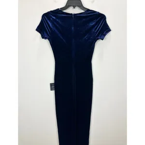 Lulus Eternal Elegance Navy Blue Velvet Short Sleeve Maxi Dress Formal Small NWT thumbnail 12