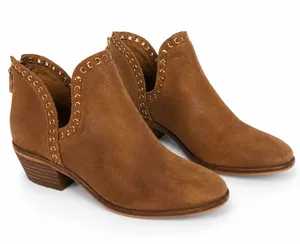 Vince Camuto Brown Suede Western Ankle Boots Gold Studs Size 7.5 thumbnail 1