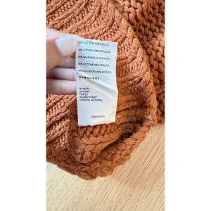 Free People Chunky Knit Turtleneck Sweater Rust Orange Small Cozy BoHo 3086 thumbnail 9