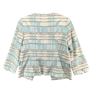 Pendleton Silk Blend Blazer Jacket 4 Blue Tan White Plaid Open Preppy‎ Summer thumbnail 4