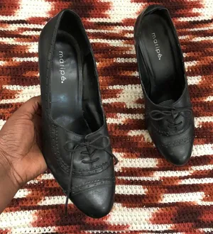 Maripé Y2K Black Wingtip Whimsygoth Gothic schoolgirl leather Mary jane heels pumps oxford preppy dark academia lace up cap toe office siren core-9M #bratz #destroyer #fairycore #grunge thumbnail 1