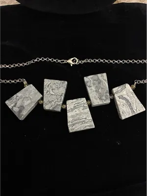 Picasso Marble Statement Necklace 19” Gray thumbnail 5