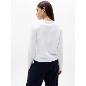 [Athleta] Bright White Supima Cotton Crew Neck Long Sleeve Essential Top Size XL thumbnail 2