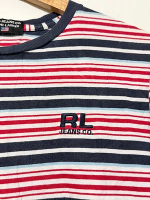 Ralph Lauren Striped Tee Size Medium Women’s Vintage Y2K Cotton Rugby USA Shirt thumbnail 5