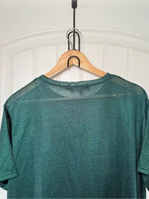 Fore Women’s Small Emerald Green Metallic Five Points Top Festival Indie Sleaze thumbnail 5