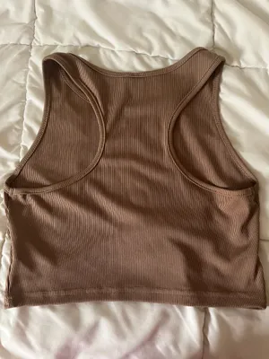 SHEIN brown racer back crop top thumbnail 2