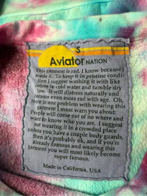 Aviator Nation AV Crewneck Sweatshirt Tie Dye Pullover Pink Blue size small thumbnail 2