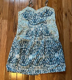 Mossimo Supply Co. Blue and White Mini Dress thumbnail 1